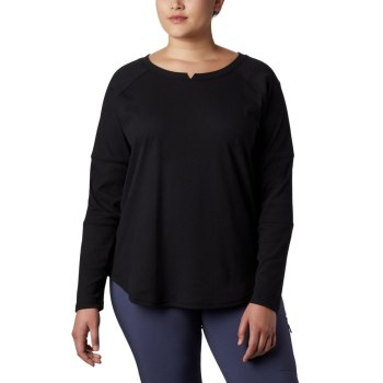 Columbia Ženske Majice S Kapuljačom - Fall Pine Washed Crew Plus Size Crne | EHGW-16745